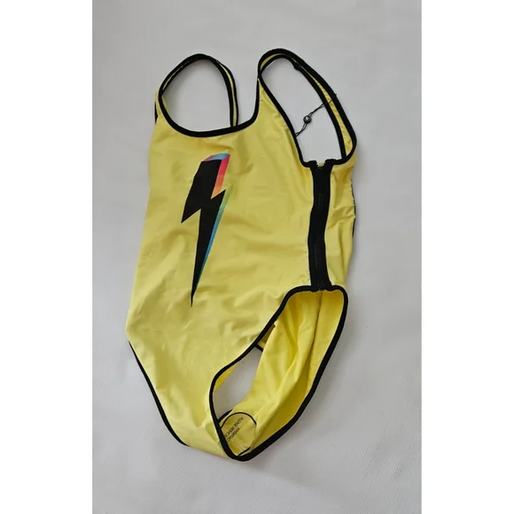 Wildfox Yellow One Piece Bathing Suit with Lightning Bolt, M, NWT✔️ - Picture 4 of 9